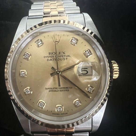 Rolex Datejust 36mm with Gold Dial and Diamond Hour Markers - Picture 1 of 5